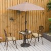 Outsunny 3 Piece Cast Aluminium Garden Bistro Set for 2, Outdoor Coffee Table Set Rust Resistant with Parasol Hole, Cushions, Patio Table and Chairs for Garden, Balcony, Bronze Tone
