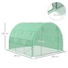 Outsunny 3 x 3 x 2 m Polytunnel Greenhouse with Roll-up Side Walls, Walk-in Grow House Tent with Steel Frame, Reinforced Cover, Zipped Door and 6 Mesh Windows for Garden, Green