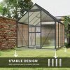 Outsunny 6 x 8ft Polycarbonate Greenhouse, Large Walk-In Greenhouse with Adjustable Roof Vent, Garden Green House with Galvanised Base, Sliding Door and Rain Gutter, Dark Grey