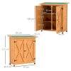 Outsunny Wooden Garden Storage Shed, Tool Cabinet Organiser with Shelves and Double Door, 110 x 55 x117cm, Yellow