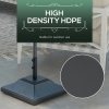 Outsunny Square Parasol Base with Wheels, 45kg Water or 60kg Sand Filled, Heavy Duty HDPE Umbrella Stand with Double Adjustable Knob, Fillable Parasol Stand for 38mm and 48mm Poles, Black