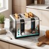 HOMCOM 4 Slice Toaster with 7 Browning Levels, Reheat, Defrost and Cancel Functions, Self-Centring Slots, Auto Shut-Off, Removable Crumb Tray, 1860W, Black