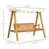 Outsunny 3 Seater Garden Swing Seat with Canopy, Wooden Swing Chair, Outdoor Hammock Bench for Balcony Patio Porch, Cream White