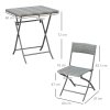Outsunny 3 Pieces Folding Rattan Bistro Set, Garden Furniture Bistro Set with Folding Garden Table and Chairs, Wicker Balcony Furniture for Outdoor, Patio, Porch, Grey