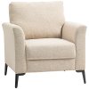 HOMCOM Modern Armchair, Upholstered Linen Fabric Accent Chair with Metal Legs, Wood Frame and Thick Padded Cushion for Living Room Bedroom Office, Beige