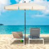 Outsunny 2 x 1.3m Garden Parasol Umbrella, Outdoor Market Table Umbrella with Ruffles & Aluminium Pole, Rectangular Tilting Parasol Sun Shade Canopy, Beige