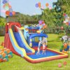 Outsunny 4 in 1 Kids Bouncy Castle with Slide Pool Trampoline Climbing Wall, Inflatable Bounce House with Blower Storage Bag, 4.35 x 2.45 x 2 m
