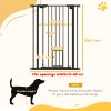 PawHut Extra Tall Dog Gate with Cat Flap, Pet Safety Gate for Doorways Stairs with Auto Close Double Locking, 104 cm Tall 74-80 cm Wide, Black