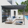 Outsunny Outdoor Patio Wall-mounted 4.35 x 3(m) Gazebo Pergola, Aluminum Post, PC Roof
