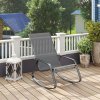 Outsunny Garden Rocking Chair, Ergonomic Outdoor Rocking Chair with Armrests, High Backrest, Steel Frame Relaxing Rocker Armchair Seat for Patio, Balcony, Porch, Grey