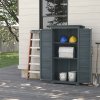 Outsunny Small Shed, Wooden Garden Storage Shed, 3 Shelves Outdoor Tool Shed Cabinet with Asphalt Roof and Shutter Doors, 87cm x 47cm x 160cm, Grey