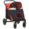 PawHut Dog Stroller Pet Pram Dog Pushchair Buggy with Adjustable Canopy for Medium and Large Breeds, Red