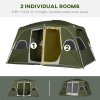 Outsunny 2 Room Camping Tent, Family Tent 4-8 Person with Large Mesh Windows, Easy Set Up for Backpacking Hiking Outdoor, Green
