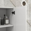 kleankin High Gloss Slim Bathroom Cabinet, Free Standing Bathroom Storage Cabinet with 2 Open Shelves, 2 Door Cupboards and Adjustable Shelves, White