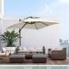 Outsunny 2.7 x 2.7(m) Cantilever Parasol with Aluminium Frame, Crank and Tilt, 360-Degree Rotation, Double Top Garden Umbrella with Base and Cover, Beige