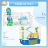 PawHut 5 Tier Hamster Cage, Gerbil Cage with Tube, Water Bottle, Exercise Wheel, Food Dish, 59L x 36W x 69H cm - Blue