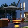 Outsunny 3(m) Cantilever Roma Parasol Patio Sun Umbrella with Crank & Tilt LED Solar Light Cross Base 360 Rotating Outdoor, Dark Grey