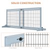 PawHut Freestanding Dog Gate, Foldable Pet Fence, Indoor Wood Barrier, Stair Gate with Support Feet, for Doorway, Hallway, Small and Medium Dogs, 69H x 104-183 cm, Blue-grey