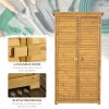 Outsunny Small Shed, Wooden Garden Storage Shed, 3 Shelves Outdoor Tool Shed Cabinet with Asphalt Roof and Shutter Doors, 87cm x 47cm x 160cm, Natural Wood Finish