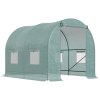 Outsunny Reinforced Walk In Polytunnel Greenhouse with Roll Up Door, Galvanised Steel Frame and Zipped Door Windows (2 x 2.5m), Green