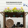 Outsunny Raised Garden Bed, Wooden Elevated Planter Box with Lockable Wheels, Side Tables and Bottom Shelf, Outdoor Planter with Liner and Drainage Holes for Vegetables, Flowers, Fruits, Carbonised