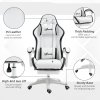 Vinsetto Computer Gaming Chair, PU Leather Office Desk Chair with Footrest, Swivel Wheels, 135?? Reclining Back, Lumbar Support, Headrest for Home, White and Black