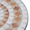 Outsunny 60 cm Mosaic Garden Table, Small Round Outdoor Side Table with Ceramic Top, Plant Stand for Patio, Balcony, Orange and White