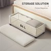 HOMCOM Storage Ottoman Bench, Corduroy Footstool with Removable Lid and Legs, 112cm Storage Chest Box for Living Room, Bedroom, Hallway