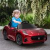 AIYAPLAY Maserati Licensed Electric Car for Kids, 12V Kids Electric Car with Remote Control, LED Light, MP3, Music, Soft Start, Horn, Ride on Car for 3-5 Years, Wine Red