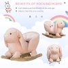 HOMCOM Kids Rocking Rabbit, Plush Rocking Horse Ride-On w/ Sound, Wood Base, Seatbelt, for Ages 18-36 Months, Pink