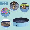 PawHut Foldable Dog Paddling Pool Pet Cat Swimming Pool Indoor/Outdoor Collapsible Summer Bathing Tub Shower Tub Puppy Washer (80 x 20H cm, Blue)