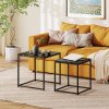 HOMCOM Nest of Tables, Set of 2 Coffee Table, Side Tables with Tempered Glass Desktop and Metal Frame for Living Room, Bedroom, Office