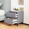 HOMCOM Bedside Table, Side Table with 2 Drawers, Bedside Cabinet with Storage and Steel Legs for Bedroom, Living Room, Grey