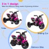 AIYAPLAY 3 in 1 Baby Trike, Tricycle, Balance Bike, Sliding Car, for ages 18-36 Months, 3-Wheel Motorcycle Design Ride On, Tricycle for Boys and Girls, with Headlights, Music, Horn - Pink