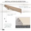 Outsunny 3.5x2.5m Manual Awning Window Door Sun Weather Shade w/ Handle Thick Retractable Canopy Outdoor Garden Shield Beige