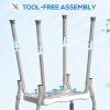 HOMCOM Portable Shower Stool, Non-Slip Shower Chair with Adjustable Height and EVA Cushion, Rust-Free Aluminium Bath Chair for Elderly, Disabled, Light Blue