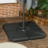 Outsunny Set of 4 Parasol Base Stand Weights for Banana Hanging Cantilever Umbrella, 56kg Water or 72kg Sand Filled, Up to 84kg with Water/Sand Combo Filling, Black
