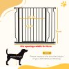 PawHut Dog Gate Wide Stair Gate w/ Door Pressure Fit Pets Barrier for Doorway, Hallway, 76H x 75-95W cm - Black