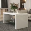 HOMCOM High Gloss Coffee Table with Storage, Two-Tier Living Room Table with Glass Shelf, Modern Centre Table for Home Office, 100 x 45 x 45cm, High Gloss White