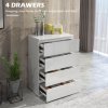 HOMCOM High Gloss Chest of Drawers, Modern 4 Drawer Dresser with Soft Closing Mechanism for Bedroom, White