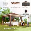 Outsunny 3.6 x 3.6m Pop Up Gazebo with Mesh Sides, UPF50+ Height Adjustable Party Tent Instant Event Shelter with Wheeled Carry Bag and Sand Bags for Garden, Patio, Brown