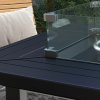 Outsunny Square Propane Gas Fire Pit Table, 50000 BTU Rattan Smokeless Firepit Patio Heater with Glass Screen, Glass Beads and Lid, 81cm x 81cm x 64cm, Grey