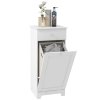HOMCOM Laundry Cabinet, Bathroom Cabinet with Laundry Basket, Bathroom Storage Unit with Foldable Laundry Hamper and Drawer for Washroom, White