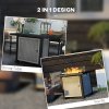 Outsunny Square Propane Gas Fire Pit Table, 50000 BTU Rattan Smokeless Firepit Patio Heater with Glass Screen, Glass Beads and Lid, 81cm x 81cm x 64cm, Grey