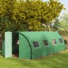 Outsunny 6 x 3(m) Walk-in Polytunnel Greenhouse with Upgraded Structure, 2 Hinged Doors, 8 Mesh Windows, Tunnel Warm House Tent with UV-resistant PE Cover, Green