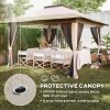 Outsunny 3.6 x 3.6m Pop Up Gazebo with Mesh Sides, UPF50+ Height Adjustable Party Tent Instant Event Shelter with Wheeled Carry Bag and Sand Bags for Garden, Patio, Beige