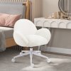 HOMCOM Fluffy Leisure Chair Office Chair with Backrest and Armrest for Home Bedroom Living Room with Wheels