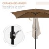 Outsunny 3x2m Garden Parasol Umbrella with Tilt and Crank, Outdoor Sun Shade Canopy with Aluminium Frame and Steel Ribs, Rectangular, Brown