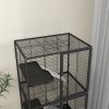 PawHut Ferret Cage Rolling Small Animal Cage 4 Levels Pet Cage 136cm Height for Chinchillas, Squirrels with 3 Doors, Storage Shelf, Tray, Bowl, Water Bottle, Ramps - Charcoal Grey