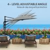 Outsunny 3(m) Cantilever Garden Parasol with Solar Powered Lights, Fibreglass Ribs, Crank Handle & Cross Base, UPF 50+, 360 Rotation, Overhanging Patio Umbrella for Patio Market, Dark Grey
